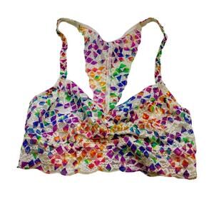 VS PINK Bralette Lace Racerback Sheer Neon Y2K Festival Lingerie Size M